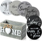 Queekay Coasters Set of 6 House Warming Gifts New Home Wooden Farmhouse Drink by Queekay