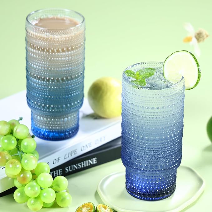 Large Capacity 16 oz Hobnail Drinking Glasses Set of 4, Vintage Glassware - Image 6