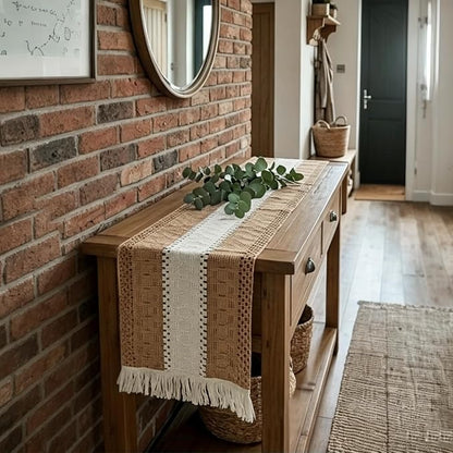 Textured Macramé Table Runner, Cotton and Jute Blend, 30 x 140 cm - Image 3