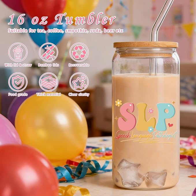 SLP Gifts for Women, Speech Language Pathologist Glass Tumbler, Appreciation - Image 3