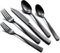 20-Piece Black Silverware Set for 4, CITESANA Heavy Duty Stainless Steel Flatware Set with Ripple Handles, Mirror Polished Kitchen Cutlery Set