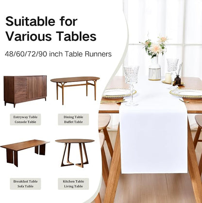 Farmhouse White Table Runner Dining Table Runners 60 Inches Long Coffee Table - Image 5