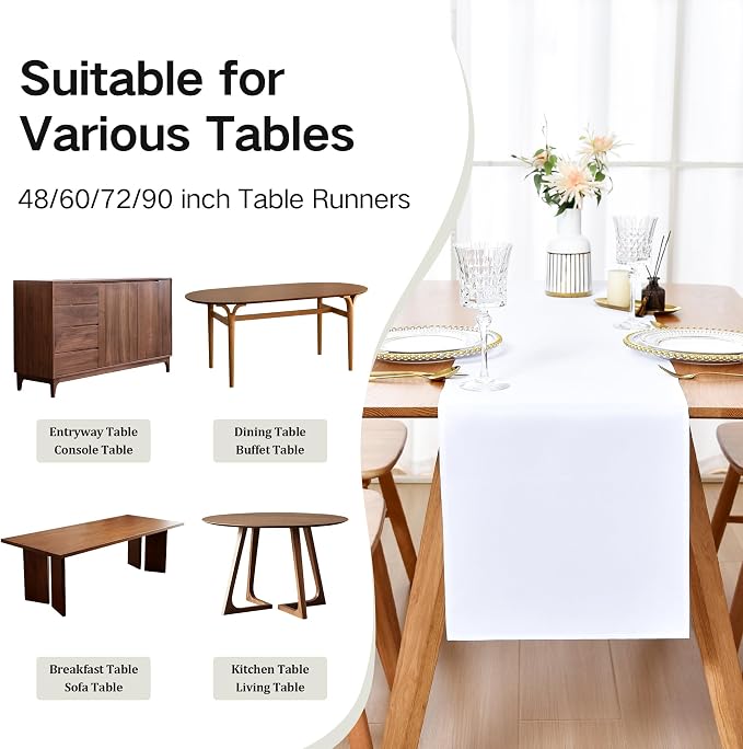 Farmhouse White Table Runner Dining Table Runners 72 Inches Long Coffee Table - Image 5