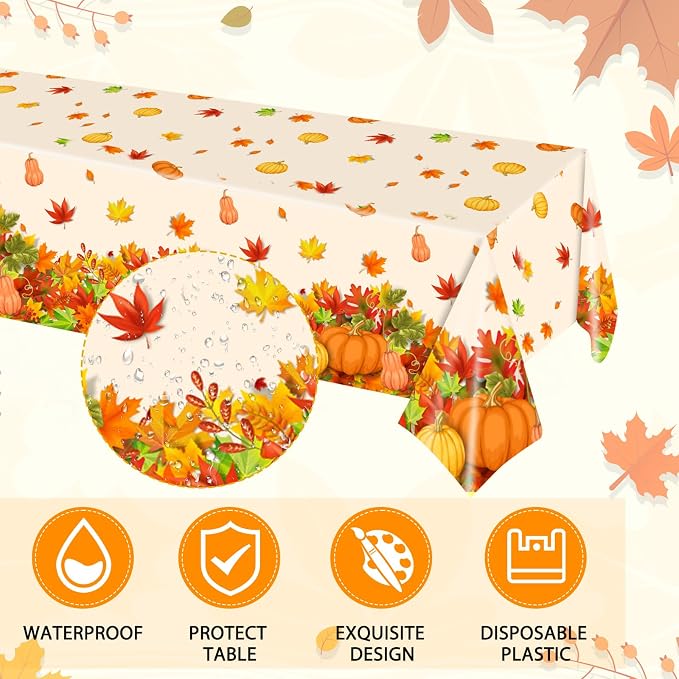 41Pcs Thanksgiving Party Decorations, Fall Paper Plates Napkins Tablecloth - Image 5