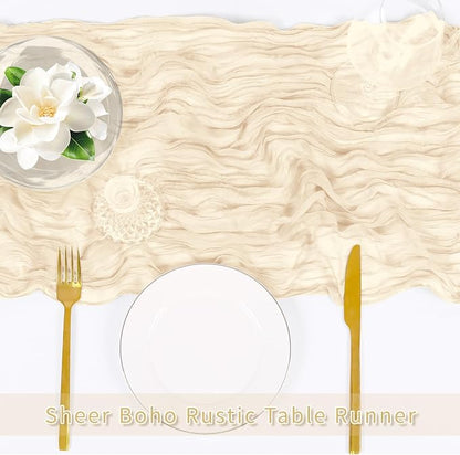 6 Pack Ivory Cheesecloth Table Runner, 17 x 108 inch, Semi Sheer Boho Cheese - Image 5