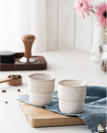Espresso Cups Set of 2, 4oz Espresso Shot Cups, Mini Coffee Mugs Farmhouse Decor - Image 2