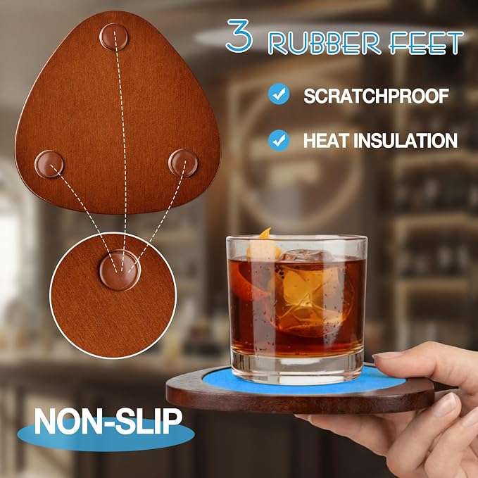 6 Pcs Mid Century Modern Coasters Wood Absorbent Coaster - Image 4