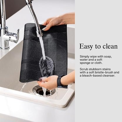 Placemats Set of 6 - Easy Clean Woven Vinyl Placemats for Dining Table, Indoor/Outdoor Place Mats, Washable PVC Table Mats（Black Cube）