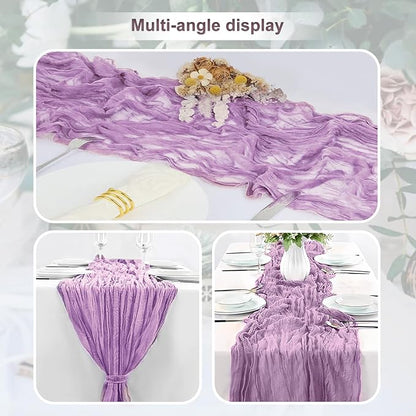 1 Pack Lilac Cheesecloth Table Runner 35x120 Inch 10Ft Rustic Gauze Cheese - Image 5