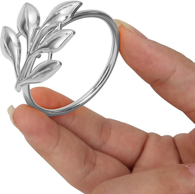 KPOSIYA Set of 12 Leaf Napkin Rings Metal Gold Napkin Holder Table Napkin Rings - Image 7