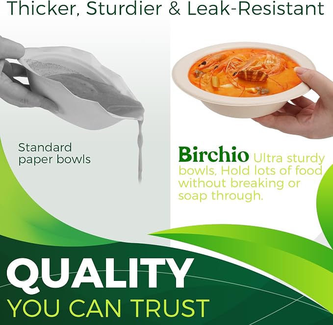 Paper Bowls 16 oz, Heavy Duty Disposable Bowls Perfect - Image 4