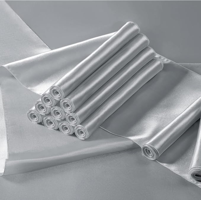 Manyshofu Silver Satin Table Runner 12x108 - Image 2