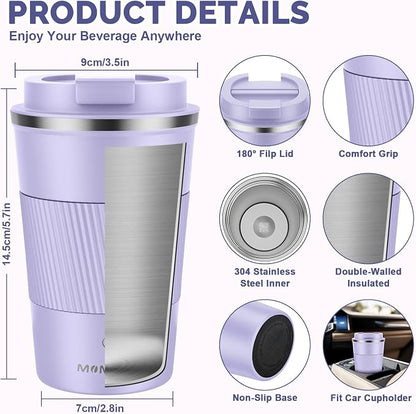 MOMSIV 12oz Travel Coffee Mug, Insulated Coffee Cup - Image 2