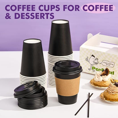 12 oz 50 Pack Black Disposable Paper Coffee Cups - Image 7