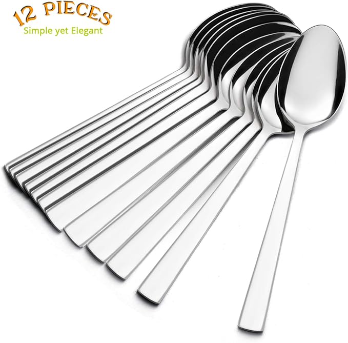 Dinner Spoons Set of 12, E-far 7.9 Inch Stainless Steel Soup Spoons Tablespoons - Image 3