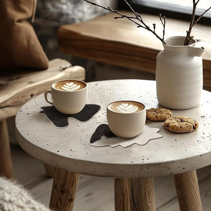 Hushee 12 Pcs Cowhide Coasters Round Natural Leather Cowhide Drink Coasters - Image 4