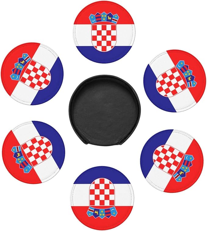 6 Pack Croatian Flag Leather Coaster - Image 3