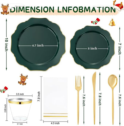 175Pcs Green Plastic Plates - Image 10