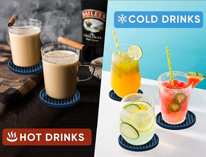 6 Pcs Drink Coaster with Holder Non-Slip Rubber Coasters Silicone Cup Mat | - Image 5