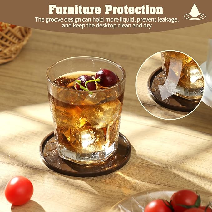 Coasters,Drink Coasters Set of 8 with Holder (Coffee, 12pcs)