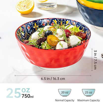 HENXFEN LEAD Ceramic Cereal, Soup Bowls Set of 6-25 Oz Porcelain Serving Bowls - Image 2