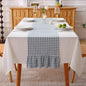 Dust Blue White Plaid Gingham Ruffle Table Runner 72 inches Long 100% Washed by KMASANIJI