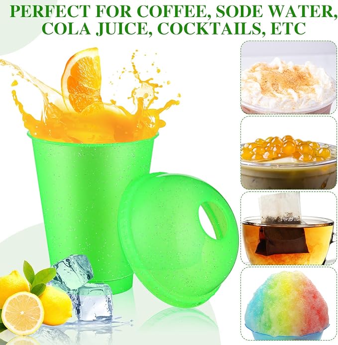 6 Set Slushie Cups with Dome Lids and Straws Detachable Spoon Straws Reusable - Image 5