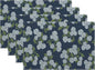 Navy Blue Placemats Set of 4 Blue Green Hydrangea Flower Decor Place Mats 12x18 Inch Vintage Floral Spring Summer Seasonal Decorative Linen Table Mats for Kitchen Dining Party Table Decoration