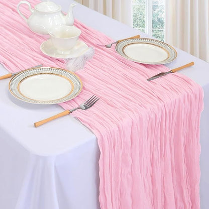 6 Pack Pink Cheesecloth Table Runner 35 x 120 Inch | Boho Gauze Cheese Cloth - Image 3