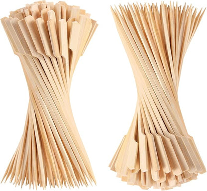 200 PCS Bamboo Skewers for Appetizers, 3.5 Inch Toothpicks, Cocktail Picks for Drinks, Fruit Kababs, Sausage, Barbecue Snacks, Natural Wooden Paddle Skewer Mini Food Sticks, Charcuterie Accessories