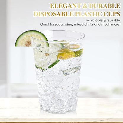 FOCUSLINE 100 Count 12 oz Clear Plastic Cups | Disposable Heavy Duty Hard - Image 4