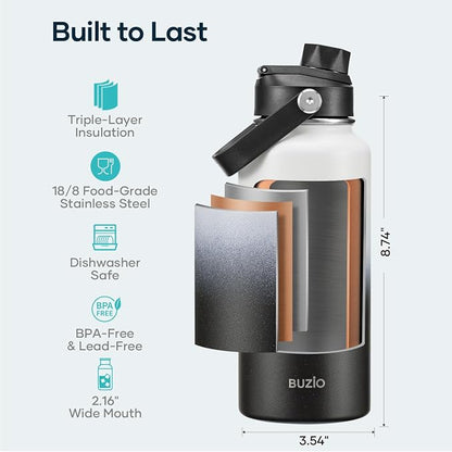 BUZIO Insulated Stainless Steel Water Bottle 32 oz - Image 4