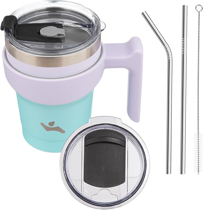 Konokyo 10 oz Tumbler with Handle and Straw, Insulated Travel Mug | Lavender by Konokyo