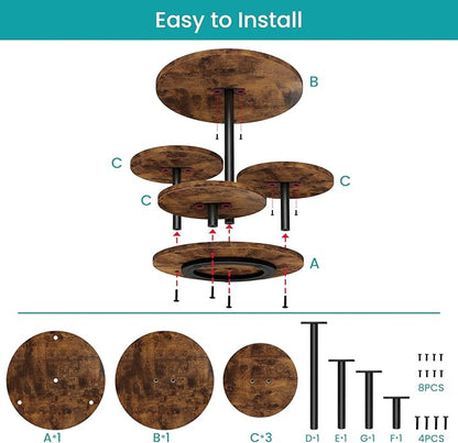 ELITEROO 4 Tier Round Cupcake Tower Stand for 50 Cupcakes, 360° Rotating Wood Cake Stand with Tiered Trays, Farmhouse Cookie Stand for Dessert Table Display for Wedding Birthday Baby Shower Tea Party
