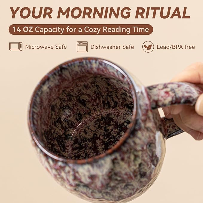 Unique Reactive Glaze Ceramic Coffee Mug - 14 oz Large Coffee Cup - Image 6