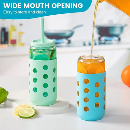 Mrsdry 20 oz Glass Cups with Lids and Straws - Image 8