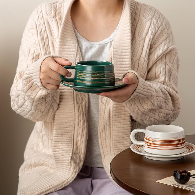 YUN TAO 8 oz Ceramic Cappuccino Cups - Image 6