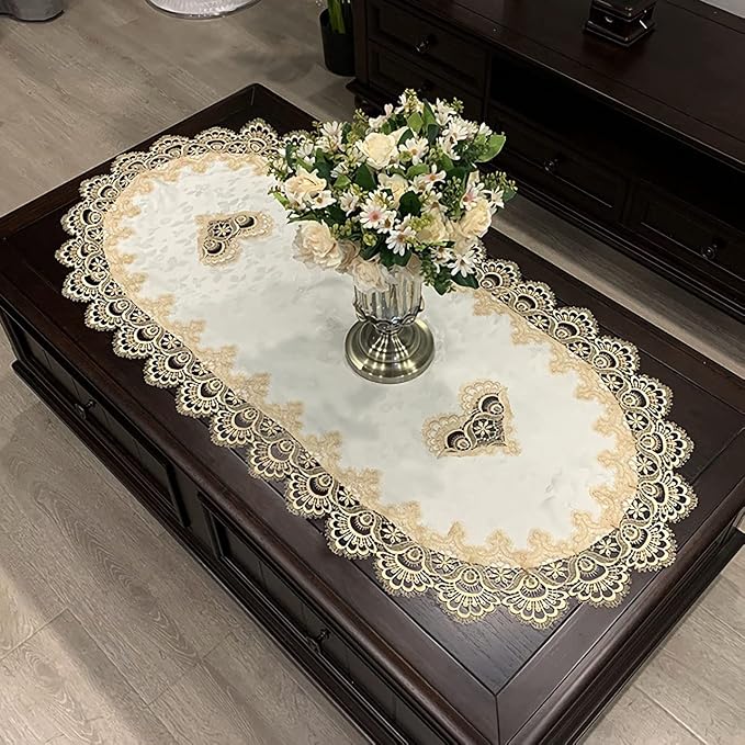 Coffee Tablecloth for Living Room Center Table Doilies Embroidery Lace by COMFEELING