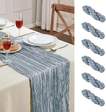 AGIRL 6 Pack Dusty Blue Cheesecloth Table Runner 10FT Boho Home Decor | Rustic by AGIRL
