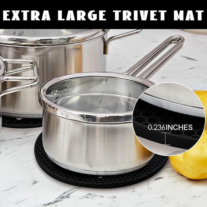 4 Pack Silicone Trivet Mats, 7 Inch & 9 Inch Flexible Heat Resistant Silicone - Image 4