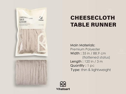 Vitalizart Cheesecloth Table Runner Nude 10ft Gauze Boho Rustic | 120 Inches - Image 2