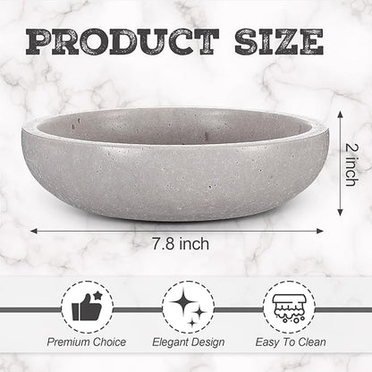 LemonRoad Travertine Decorative Bowl 7.8"x 2" Marble Round Stone Bowl for Entryway Key, Fruit, Kitchen Counter, Dining Table Centerpiece, Office Decor (Grey)