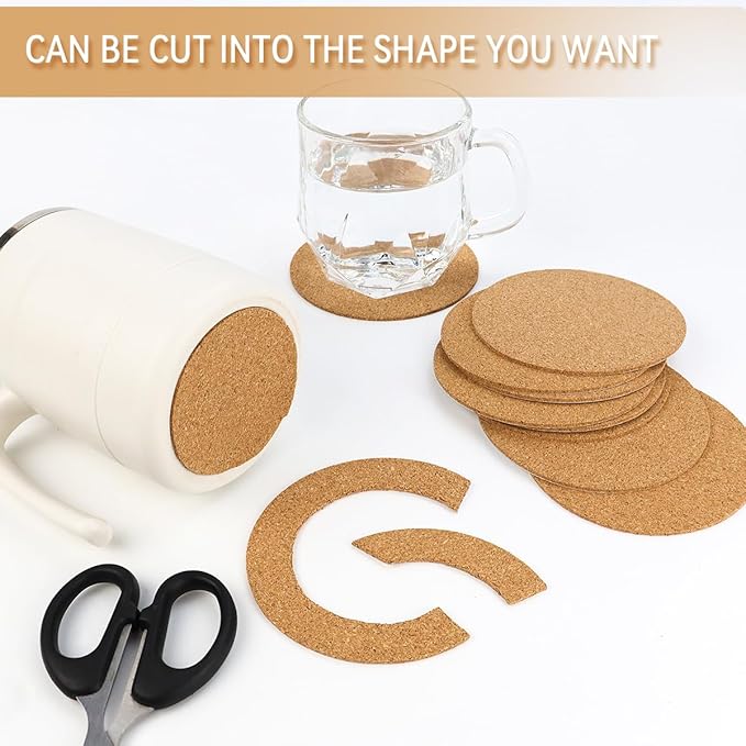 Tenalleys 10 Pack Round Cork Coasters, DIY Coasters & Craft Accessories - Image 5
