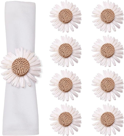 wonlex Sunflower Napkin Rings Set of 8, Handmade Faux Daisy Napkin Ring by wonlex