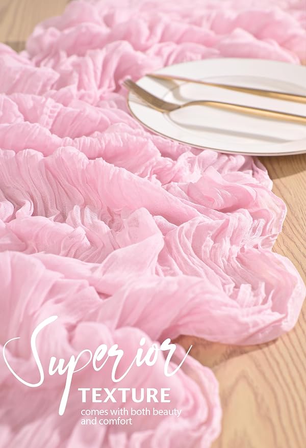30 Pack Cheesecloth Table Runner 10FT Light Pink Table Runner Boho Gauze Cheese - Image 4