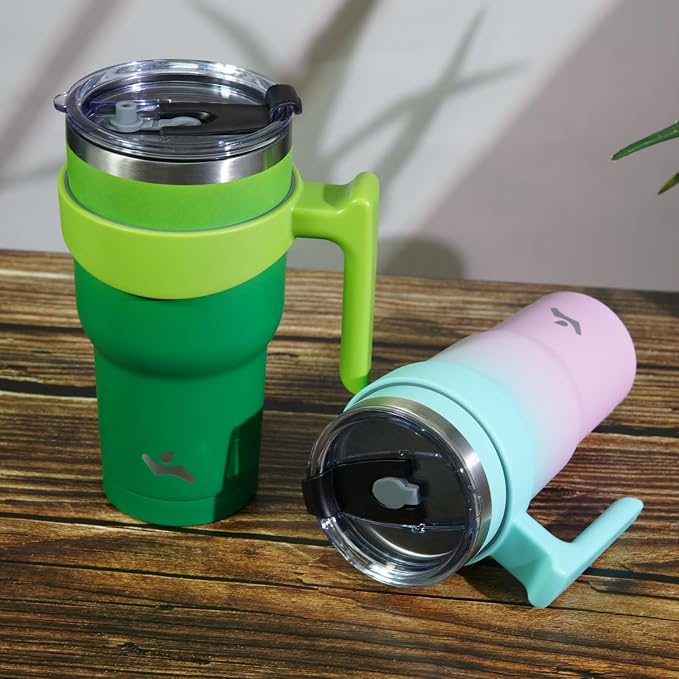 Konokyo 20 oz Tumbler with Handle and Straw, Insulated Travel Mug | Matcha - Image 7