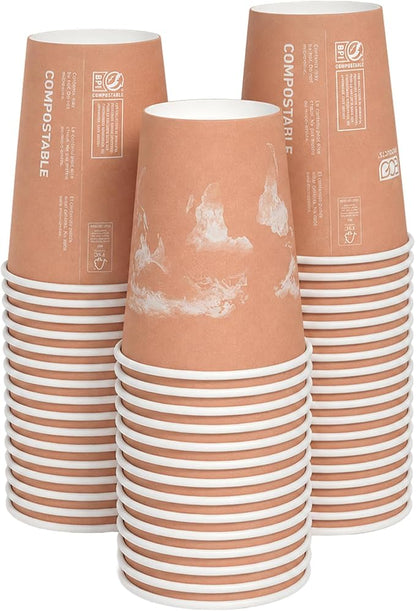 ECO PRODUCTS Compostable Disposable World Art 8oz Small Coffee Cups, Renewable by Eco-Products