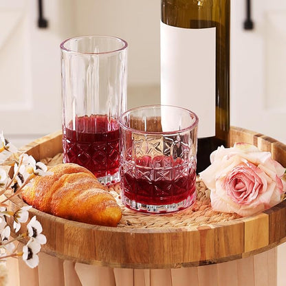Moretoes Drinking Glasses, 12 Piece Crystal Glass Cups | Mixed Glassware Set - Image 2