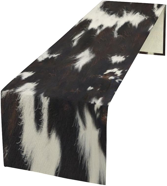 Cow Skin Print Table Runner, Rustic Country Farmhouse Animal Fur Skin Western by SHElifestyle