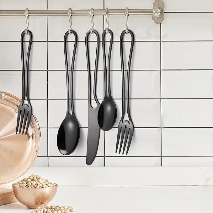 Black Silverware Hollow Flatware Set - Image 3